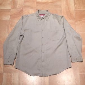 Merona Men's Khaki Beige Casual Long Sleeve Button Down Shirt